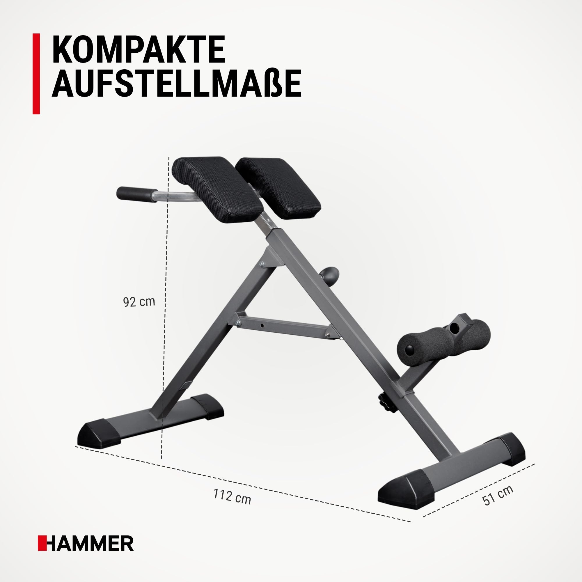 HAMMER Finnlo Bauch-/Rückentrainer Tricon, Hyperextensionsbank für einen gesunden Rücken, Dipstangen für straffe Arme, Training der schrägen Bauchmuskulatur, Stärkung des Rückenstreckers