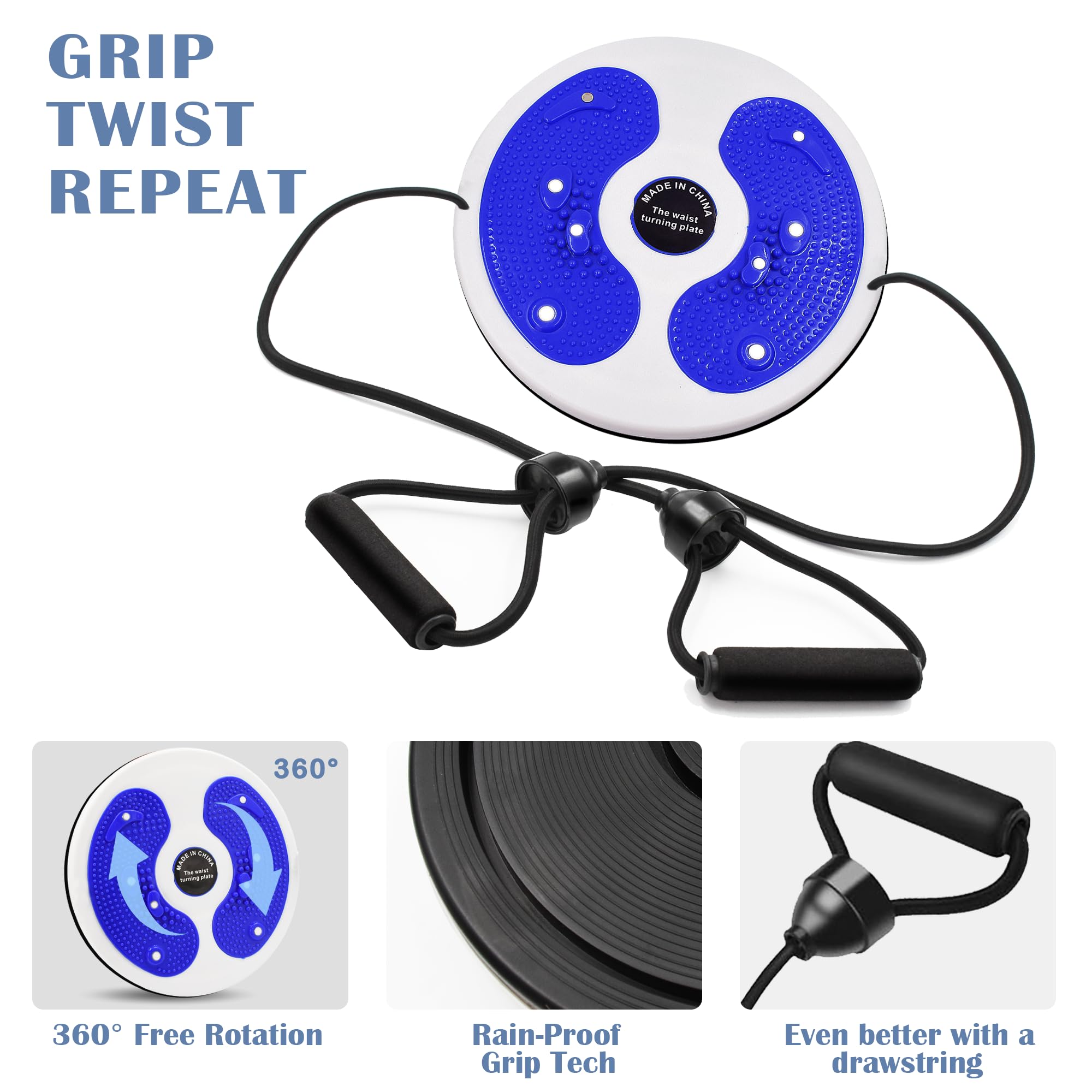 Kikuo Twist Waist Disc Board mit Kordelzug, Taillenabnehmendes Multifunktions-Magnet-Balance-Board-Pedal, Widerstandsbänder Massage-Fußsohle Heimfitnessgeräte, Aerobic-Übungen Fitness-Zubehör