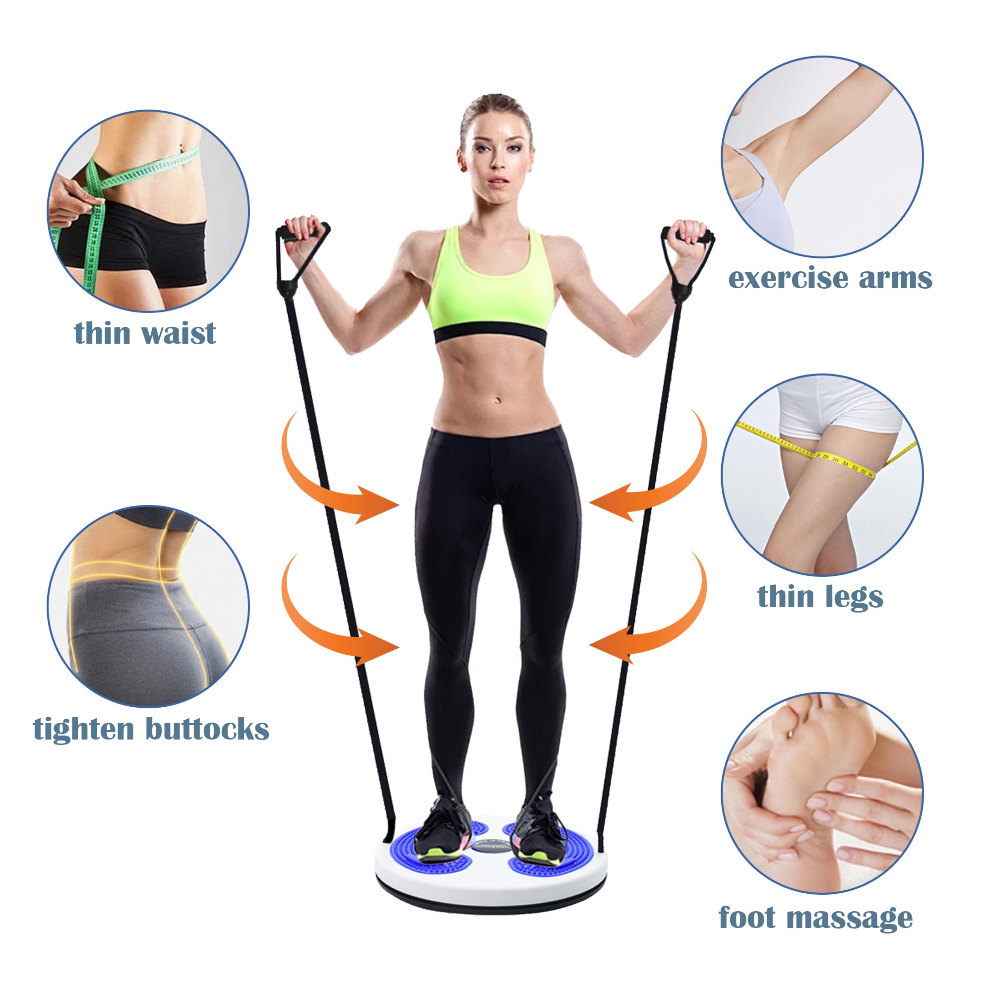 Kikuo Twist Waist Disc Board mit Kordelzug, Taillenabnehmendes Multifunktions-Magnet-Balance-Board-Pedal, Widerstandsbänder Massage-Fußsohle Heimfitnessgeräte, Aerobic-Übungen Fitness-Zubehör