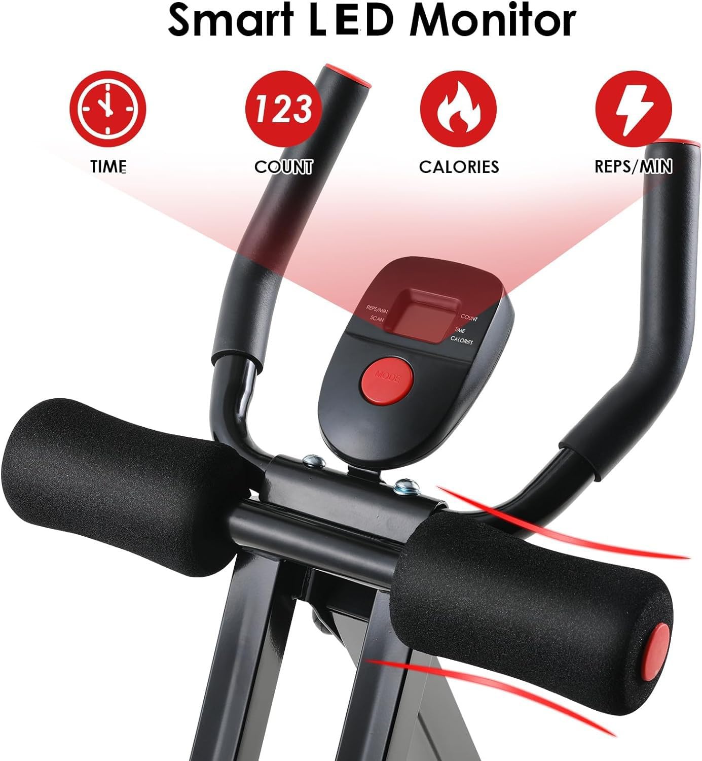 LIFERUN Bauchtrainer für zuhause, Klappbar und Platzsparend, mit LCD-Monitor, 4 stufigem Widerstand, AB Trainer Nutzergewicht bis 120kg, Bauchmuskeltrainer für Bauch, Arm, Bein und Rücken