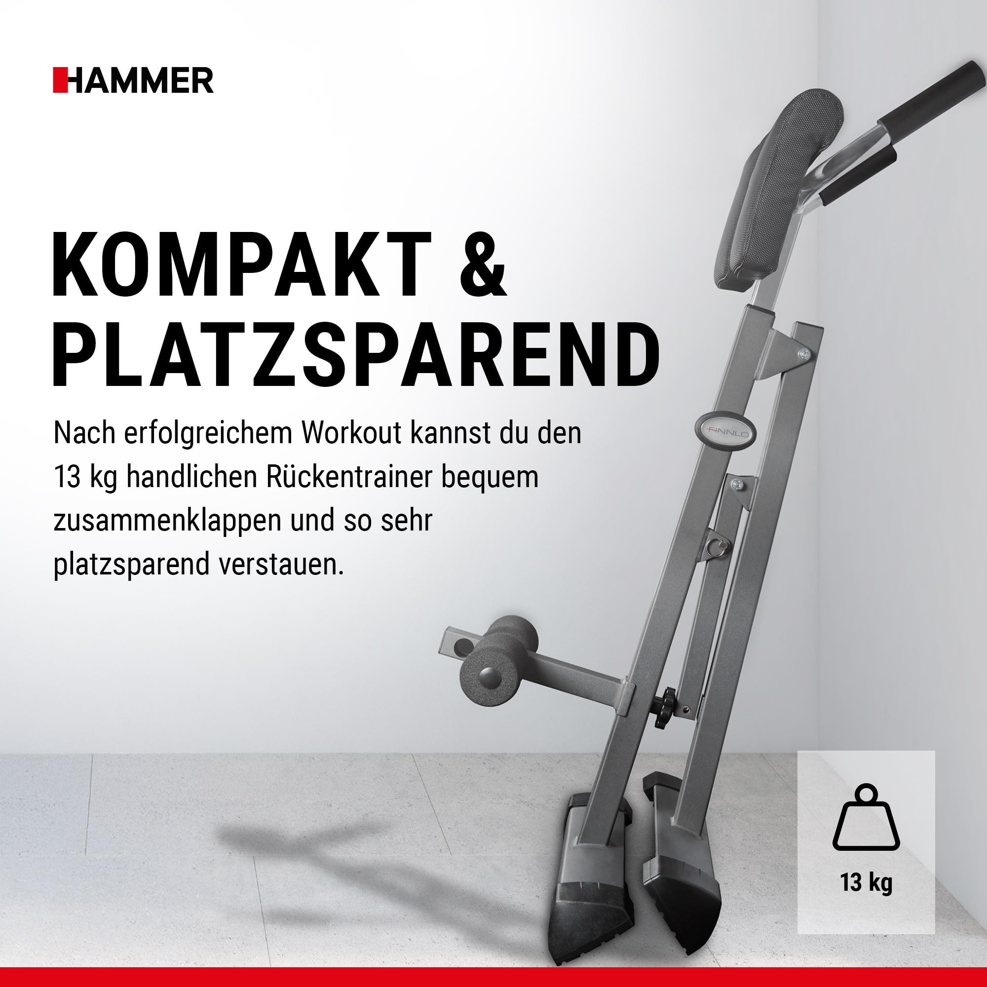 HAMMER Finnlo Bauch-/Rückentrainer Tricon, Hyperextensionsbank für einen gesunden Rücken, Dipstangen für straffe Arme, Training der schrägen Bauchmuskulatur, Stärkung des Rückenstreckers