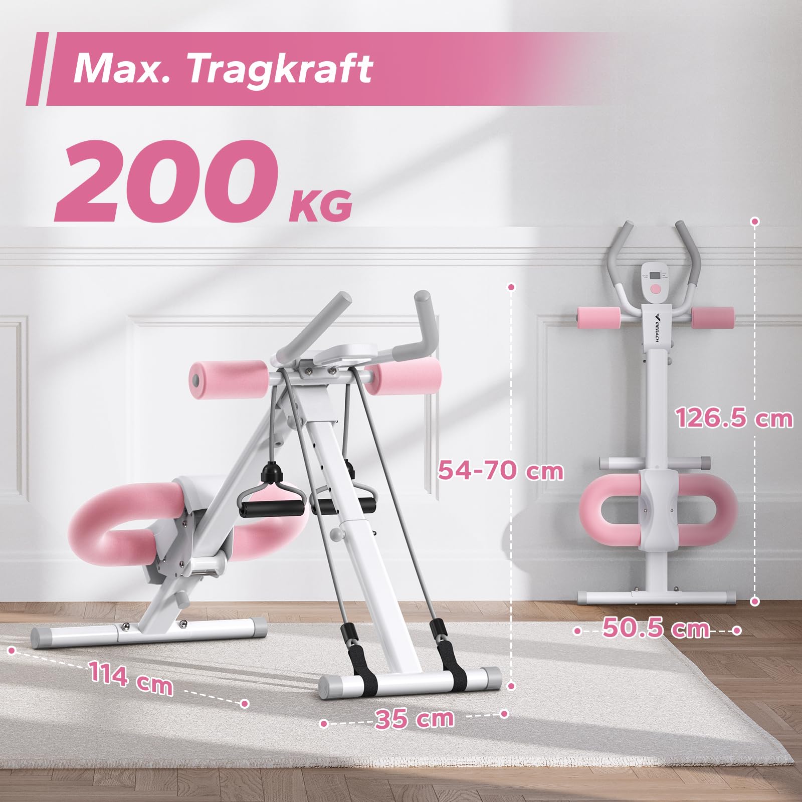 MERACH Bauchtrainer Bauchmuskeltrainer für Zuhause Multifunktionale Trainingsgerät für Ganzkörpertraining Abdominal Ab Machine mit LCD-Monitor Bauchmuskeltrainer Bauchmuskeltraining