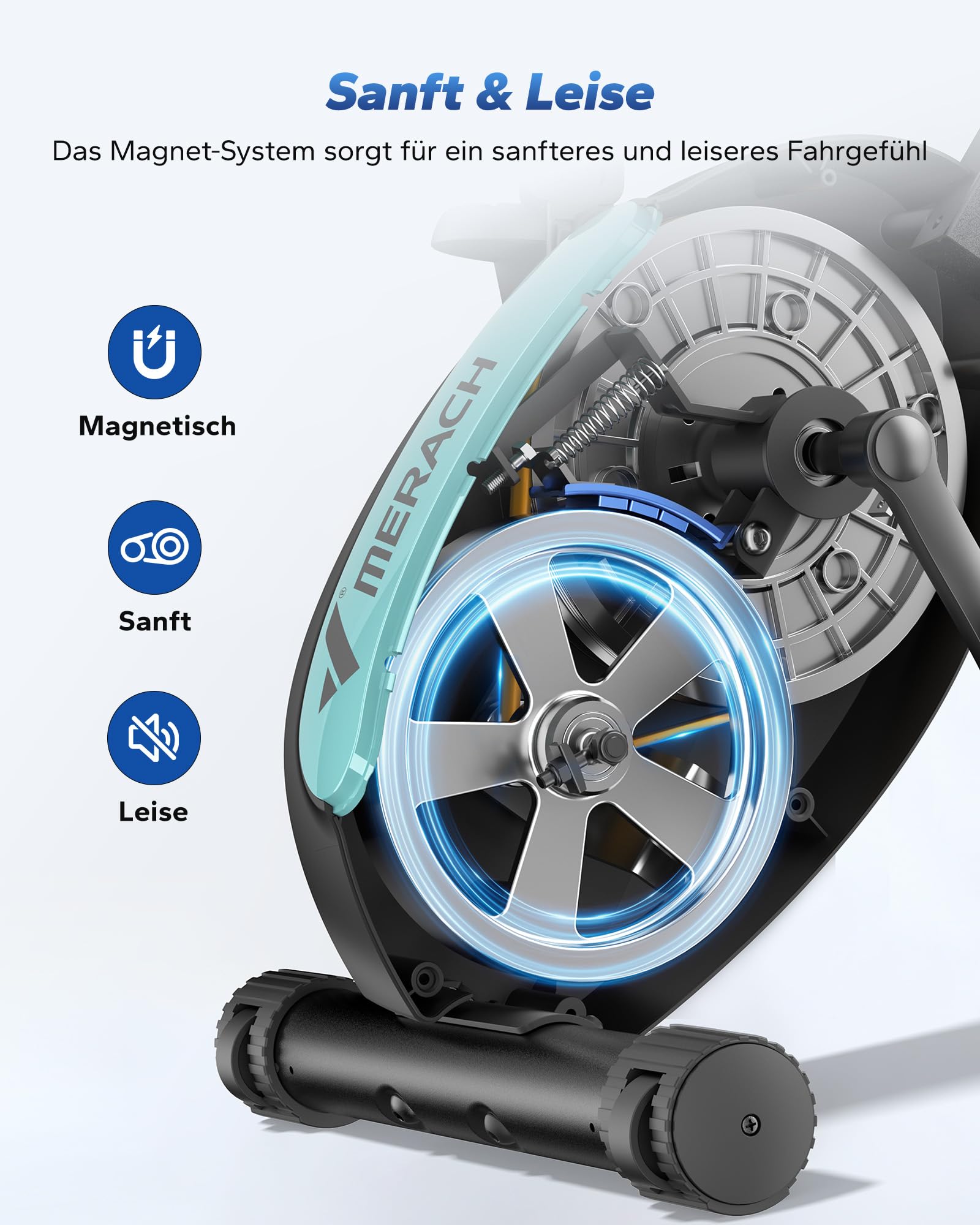 MERACH 4-in-1 Heimtrainer Klappbar, Hometrainer Fahrrad mit LCD Monitor und Handpulsmessung, Magnetisches Ergometer Fitnessbikes mit Bequemem Sitzkissen, 16-Stufiger Magnetwiderstand, Platzsparend