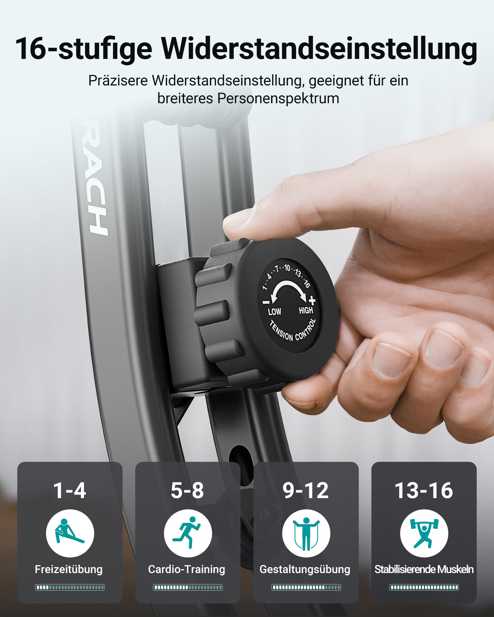 MERACH 4-in-1 Heimtrainer Klappbar, Hometrainer Fahrrad mit LCD Monitor und Handpulsmessung, Magnetisches Ergometer Fitnessbikes mit Bequemem Sitzkissen, 16-Stufiger Magnetwiderstand, Platzsparend