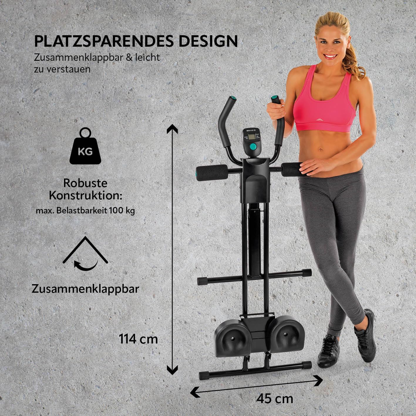 VITALmaxx Ftmaxx 5 Trainingsgerät inkl. Trainingscomputer | Fitnessgerät für Anfänger und Fortgeschrittene, trainiert nahezu den gesamten Körper | 5 Schwierigkeitsstufen, platzsparend klappbar