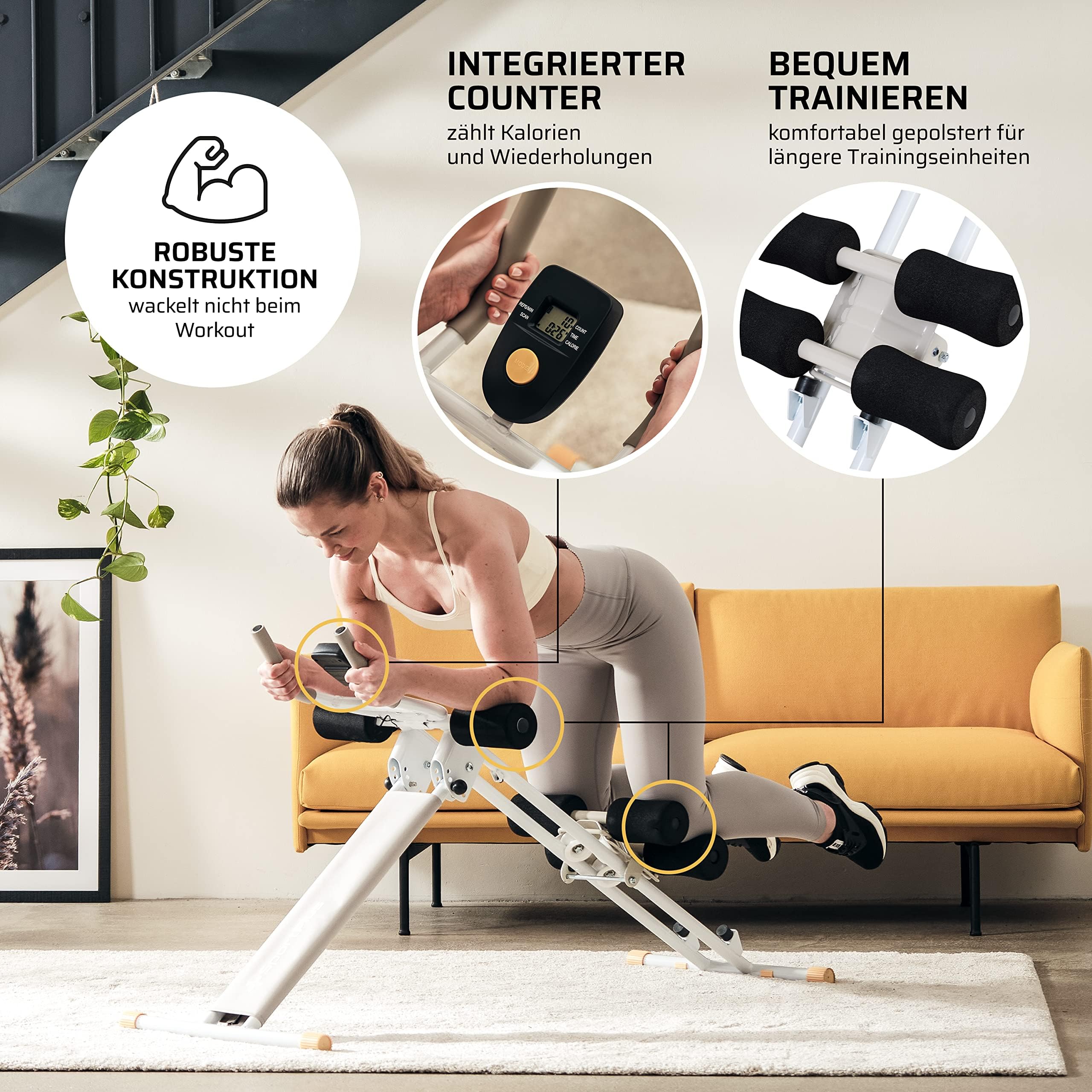 SportPlus Bauchtrainer für zuhause klappbar - Bauchmuskeltrainer, Bauchroller mit 3 oder 4 Trainingswinkeln - Bauch Trainingsgerät bis 100kg