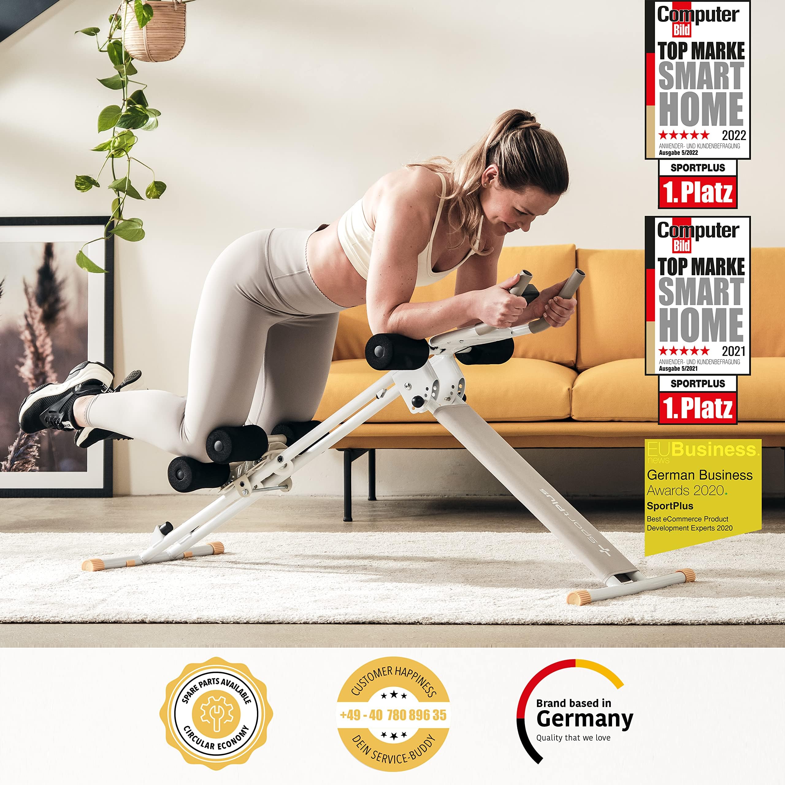 SportPlus Bauchtrainer für zuhause klappbar - Bauchmuskeltrainer, Bauchroller mit 3 oder 4 Trainingswinkeln - Bauch Trainingsgerät bis 100kg