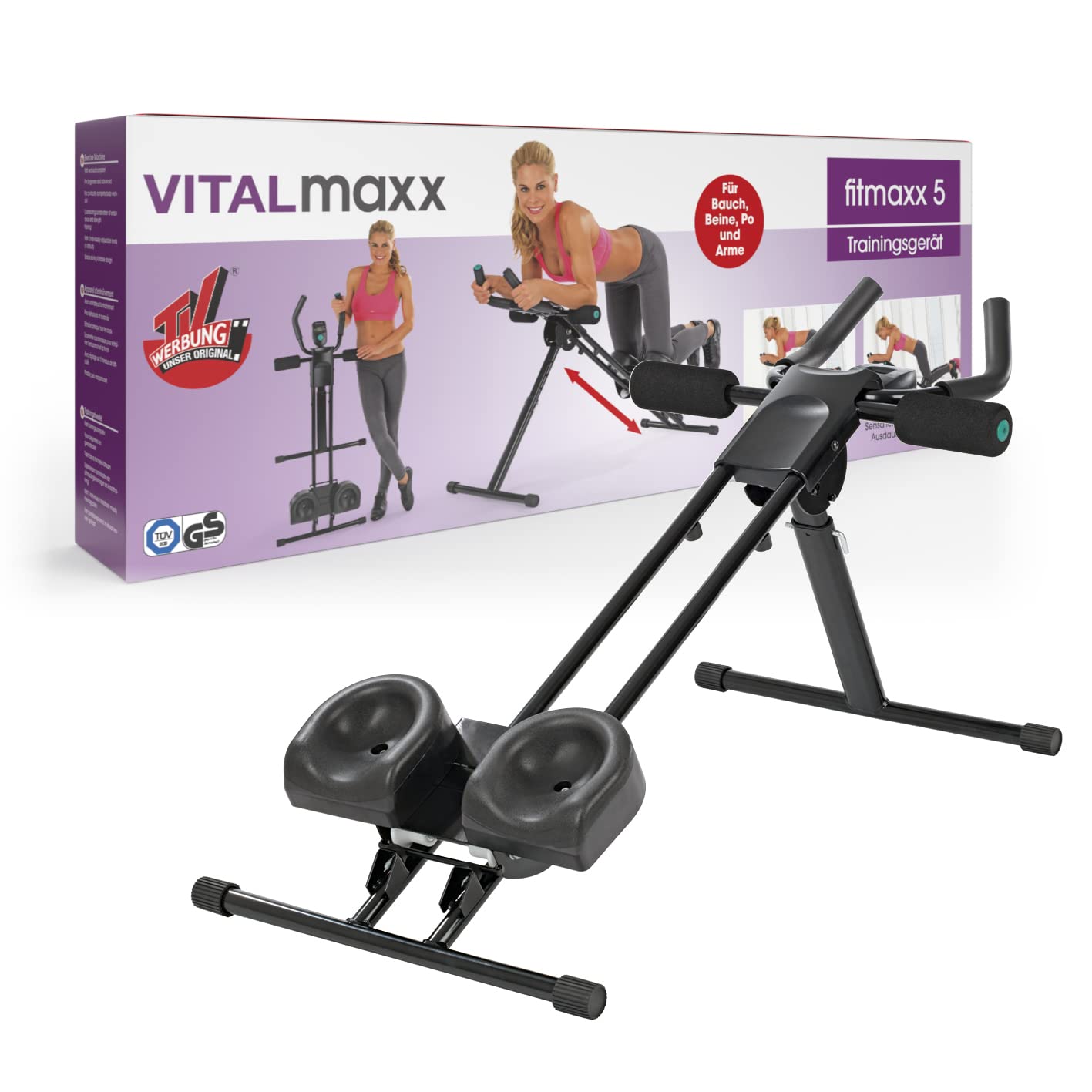 VITALmaxx Ftmaxx 5 Trainingsgerät inkl. Trainingscomputer | Fitnessgerät für Anfänger und Fortgeschrittene, trainiert nahezu den gesamten Körper | 5 Schwierigkeitsstufen, platzsparend klappbar