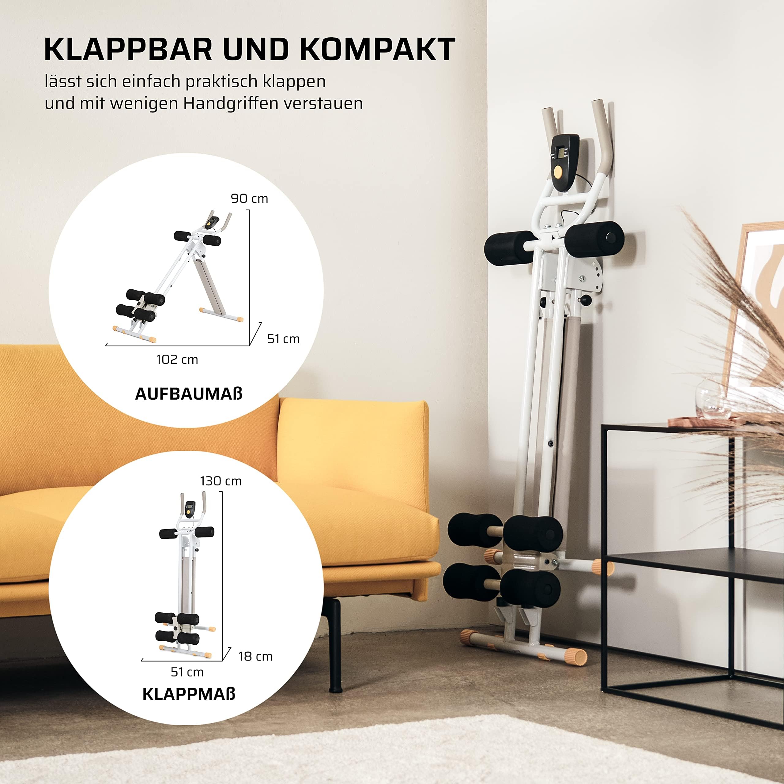 SportPlus Bauchtrainer für zuhause klappbar - Bauchmuskeltrainer, Bauchroller mit 3 oder 4 Trainingswinkeln - Bauch Trainingsgerät bis 100kg